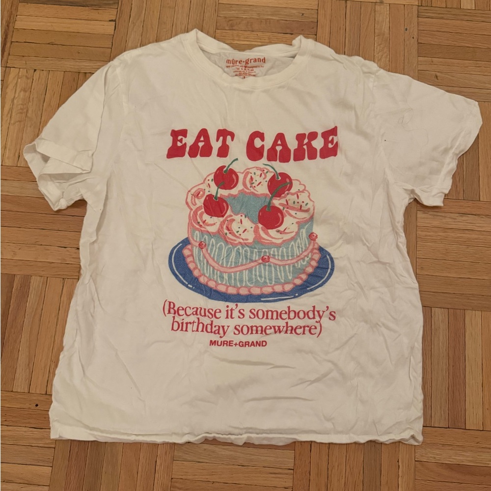 "Eat Cake" White Short Sleeve Tee